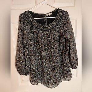 Max Studio Black Floral Blouse